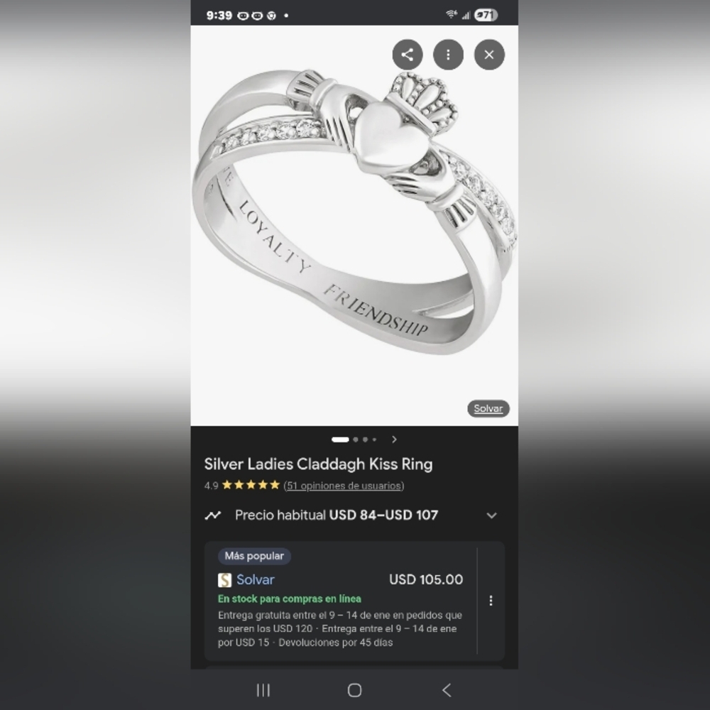 Elegant Silver Claddagh Ring with Heart Design